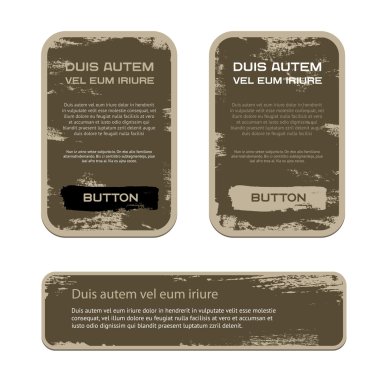 A set of brown vector vintage military style badges with grunge weathered paint background clipart