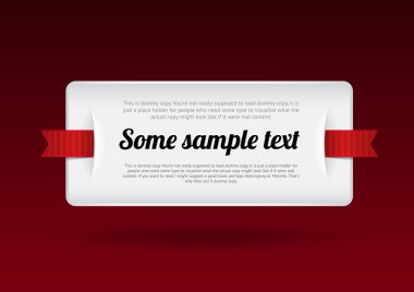 Beyaz vektör plastik rozet - kırmızı kurdele ile banner