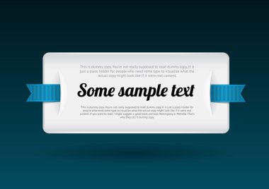 Beyaz vektör plastik rozet - mavi kurdele ile banner