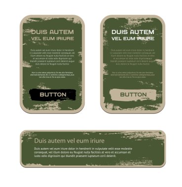 A set of green vector vintage military style badges with grunge weathered paint background clipart