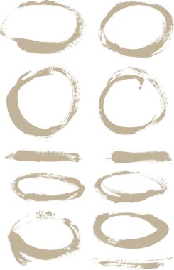 bej renkli el boyalı vektör soyut fırça vuruşları ve çevrelerinde Toplama