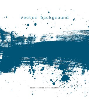 Mavi vektör fırça konturu el boyalı arka plan boya sıçramak ile