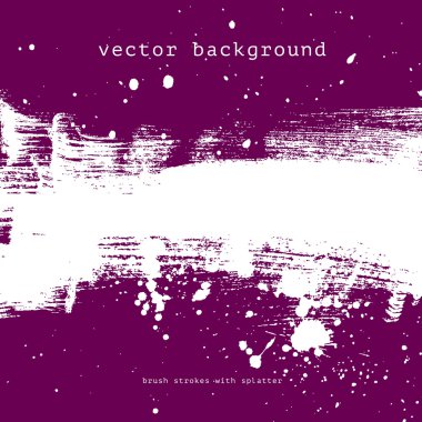 Mor vektör grungy fırça konturu el boyalı arka plan boya sıçramak ile