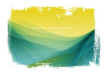 Sarı ve turkuaz vektör pürüzsüz dalgalı arka plan aşınmış kenarlık