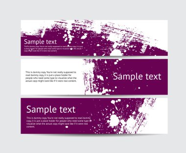 Mor vektör fırça konturu el kümesi boyalı afişler ile boya splatters