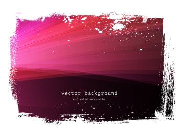 Dark purple vector smooth wavy background with grungy border