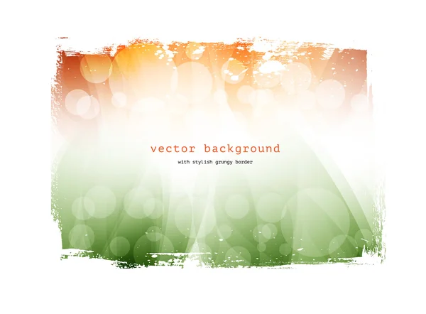 Soft orange and green vector smooth modern wavy background with grungy border — Stock Vector