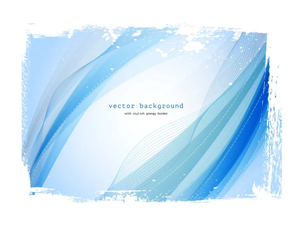 Vettore azzurro liscio moderno sfondo ondulato con bordo grungy — Vettoriale Stock
