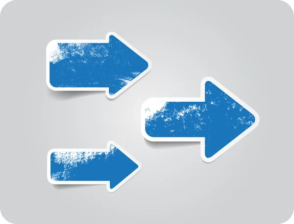 Autocollants Flèche Grungy en papier vectoriel bleu Hree — Image vectorielle