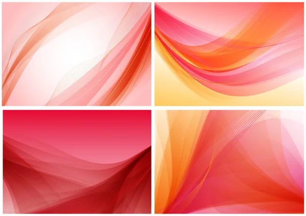赤 - ピンクの抽象的な現代的なベクトルの背景のセット — ストックベクタ
