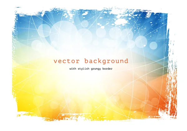 Yellow and blue vector smooth modern wavy background with grungy border — Stock Vector