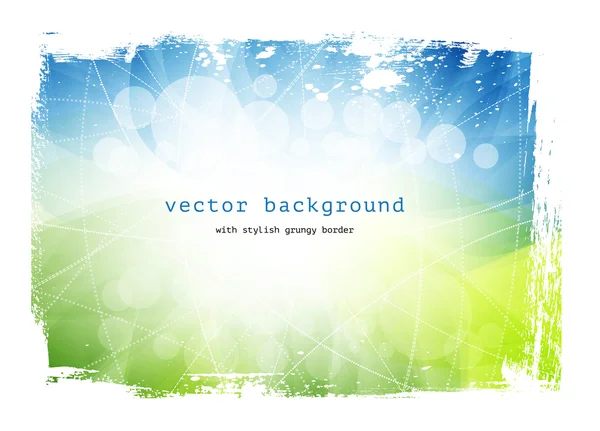 Green and blue vector smooth modern wavy background with grungy border — Stock Vector