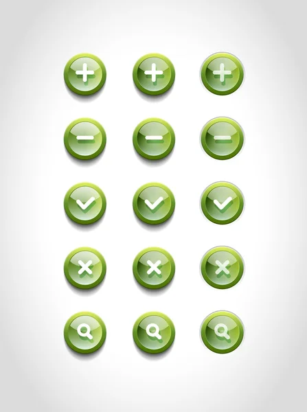 A set of green glossy vector round web buttons — Stock Vector