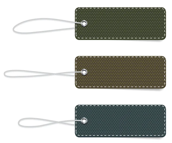 Badges rectangulaires en tissu denim vectoriel sertis de sangles, style militaire — Image vectorielle