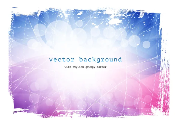 Purple and blue vector smooth modern wavy background with grungy border — Stock Vector