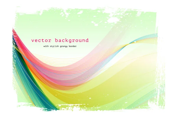 Colorful vector smooth modern wavy background with grungy border — Stock Vector