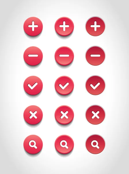 A set of red vector round web buttons — Stock Vector