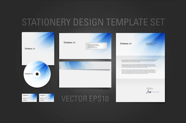 Blue vector stationery design template set — Stock Vector