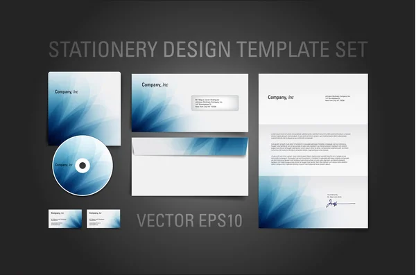 Plantilla de diseño de papelería vector azul conjunto — Vector de stock