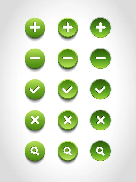 A set of green vector round web buttons — Stock Vector