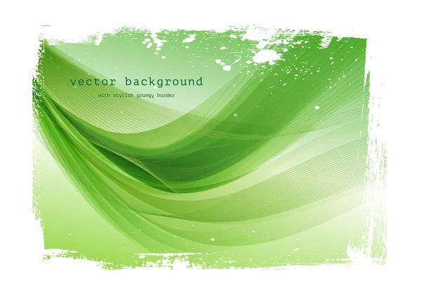 Green vector smooth modern wavy background with grungy border — Stock Vector