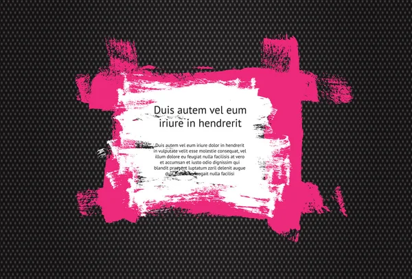 Rosa - vit färgglada vector handmålade grungy banner på svart texturerat canvas — Stock vektor