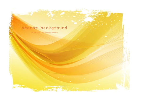 Yellow vector smooth wavy background with grungy border — Stock Vector