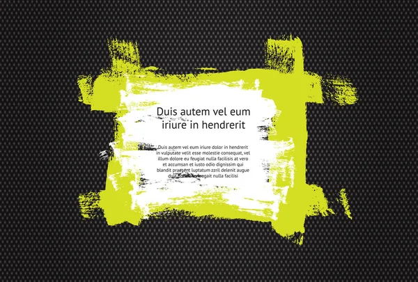 Geel - witte kleurrijke vector handgeschilderde grungy banner op zwart geweven doek — Stockvector