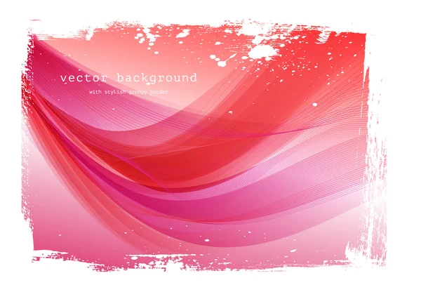 Red vector smooth wavy background with grungy border — Stock Vector