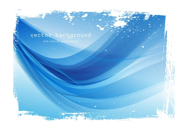 Blue vector smooth wavy background with grungy border — Stock Vector