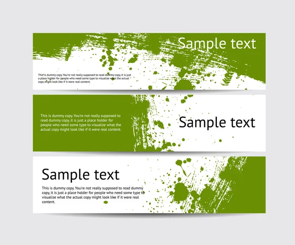 Yeşil vektör fırça konturu el kümesi boyalı afişler ile boya splatters