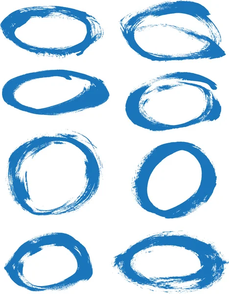 Blue hand painted vector abstract circles collection — Stock Vector