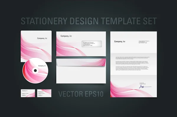 Pink vector stationery design template set — Stock Vector