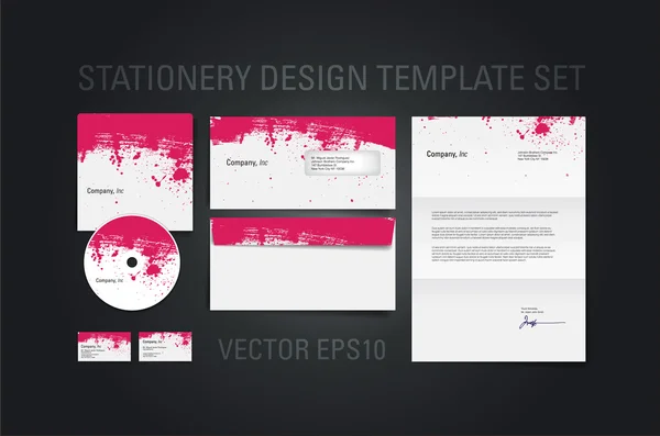 Levélpapír piros vector design sablon készlet kézzel festett ecset ütések textúra — Stock Vector