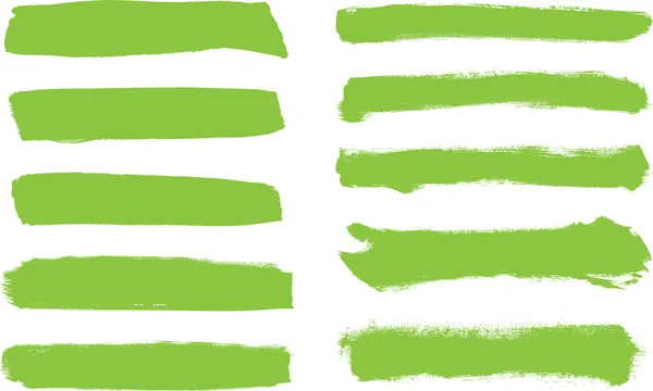 Green vector brush strokes collection — Stock Vector