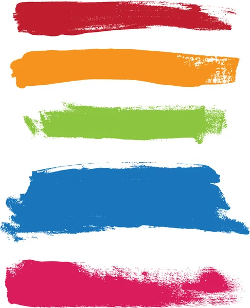 Regenboog handgeschilderde vector abstracte borstel lijnen collectie — Stockvector