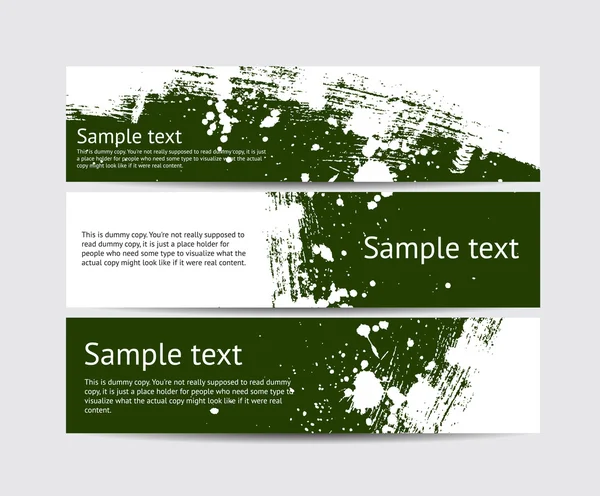 Yeşil vektör fırça konturu el kümesi boyalı afişler ile boya splatters