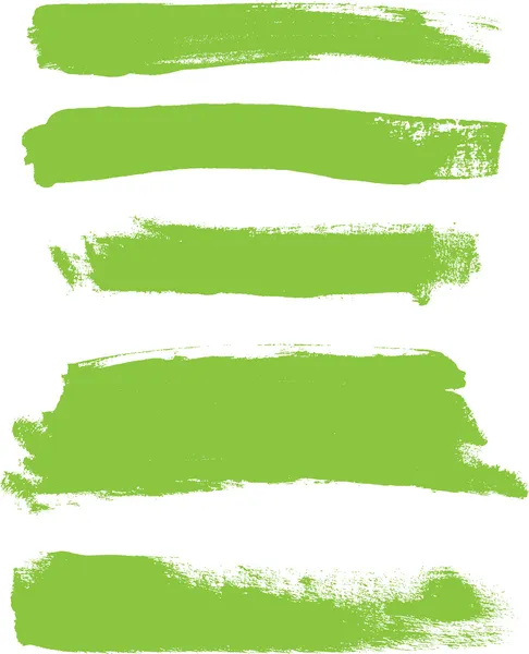 Green hand painted vector abstract brush strokes collection — Stock Vector