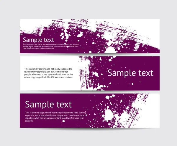 Mor vektör fırça konturu el kümesi boyalı afişler ile boya splatters