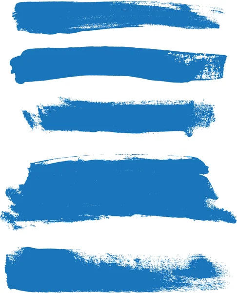 Blue hand painted vector abstract brush strokes collection — Stock Vector