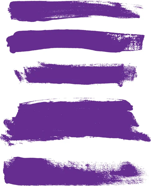 Purple hand painted vector abstract brush strokes collection — Stock Vector