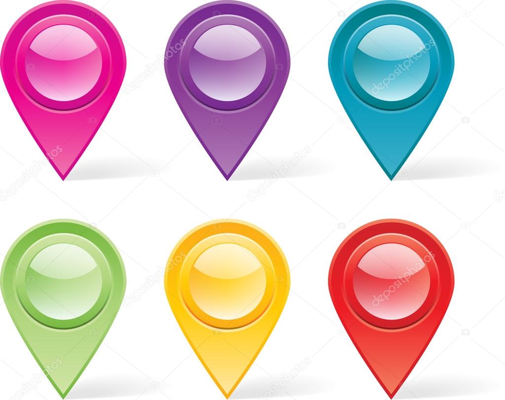 Set of colorful map markers
