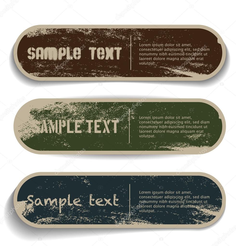 Three vector grungy paper stickers