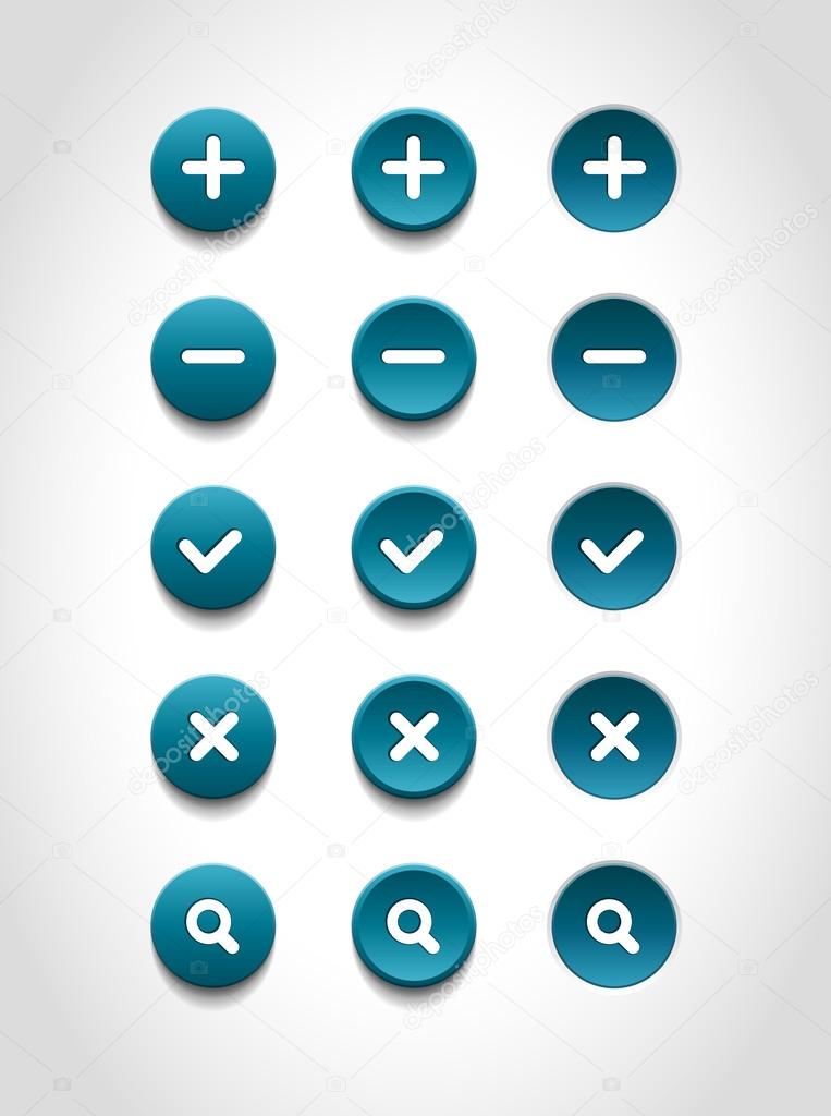 A set of blue vector round web buttons