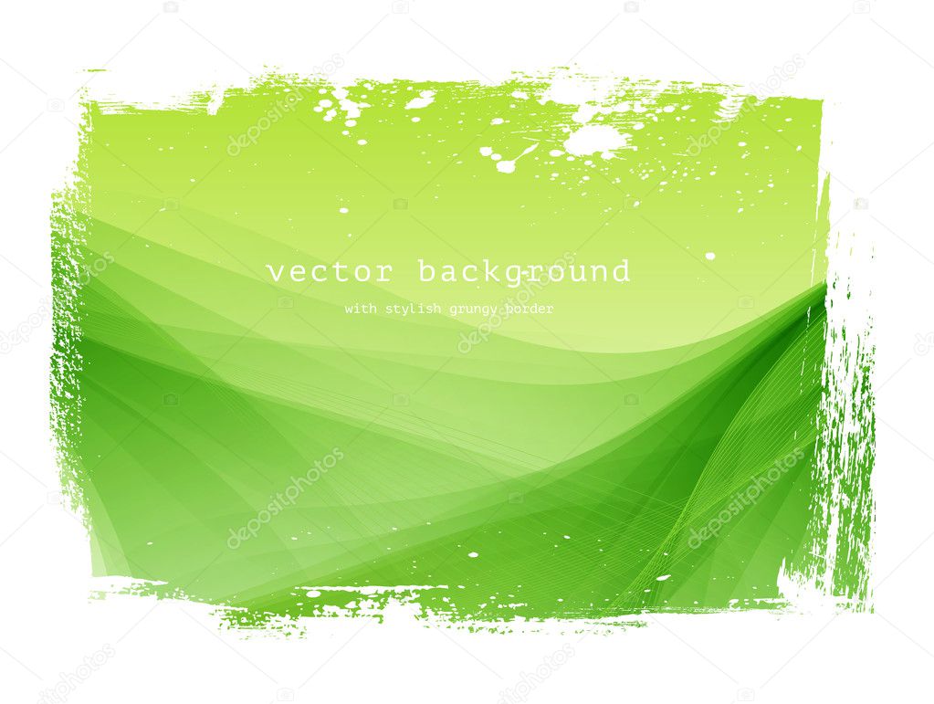 Green vector smooth wavy background with grungy border