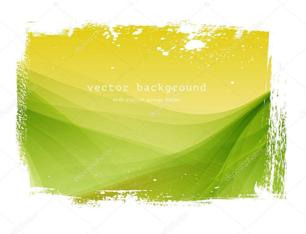 Yellow - green vector smooth wavy background with grungy border