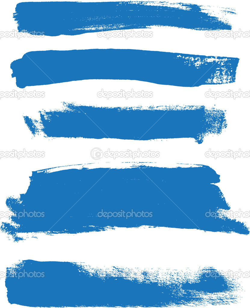 Blue hand painted vector abstract brush strokes collection