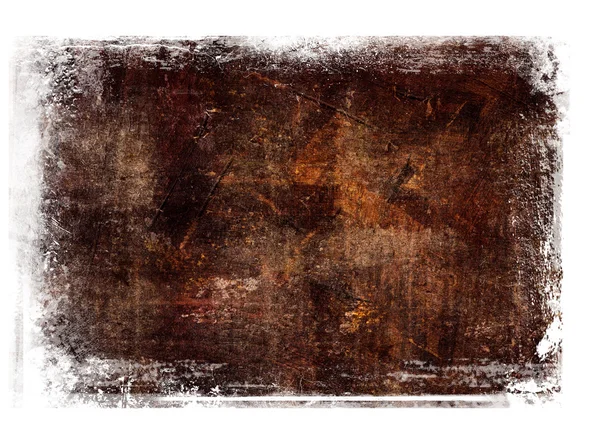Brown worn out hand painted canvas background with grungy border — Stock Photo, Image