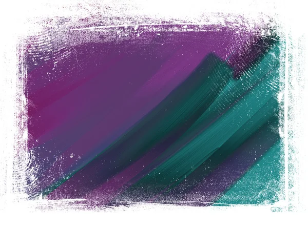 Purple and blue hand painted brush strokes background with grungy border — Stock Photo, Image