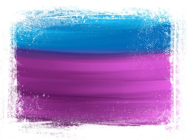 青と紫の手描きの汚れた境界線を持つブラシ ストロークの背景 — ストック写真